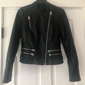 Detailed Black Leather Zara Biker Jacket